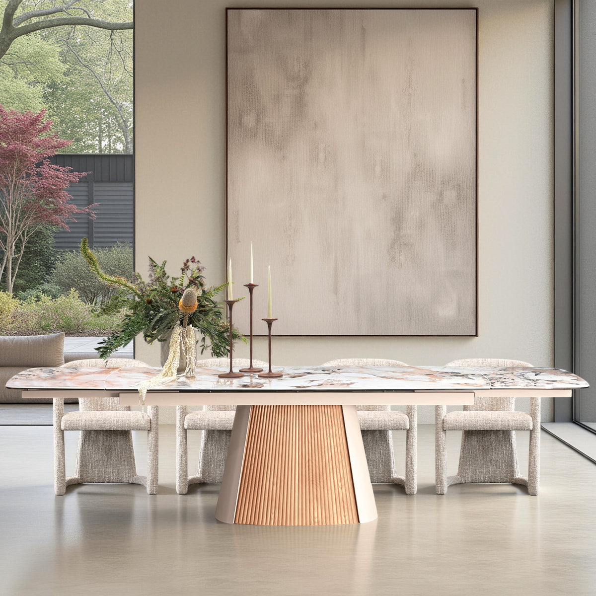 Mobital dining room with dark contemporary table and chairs