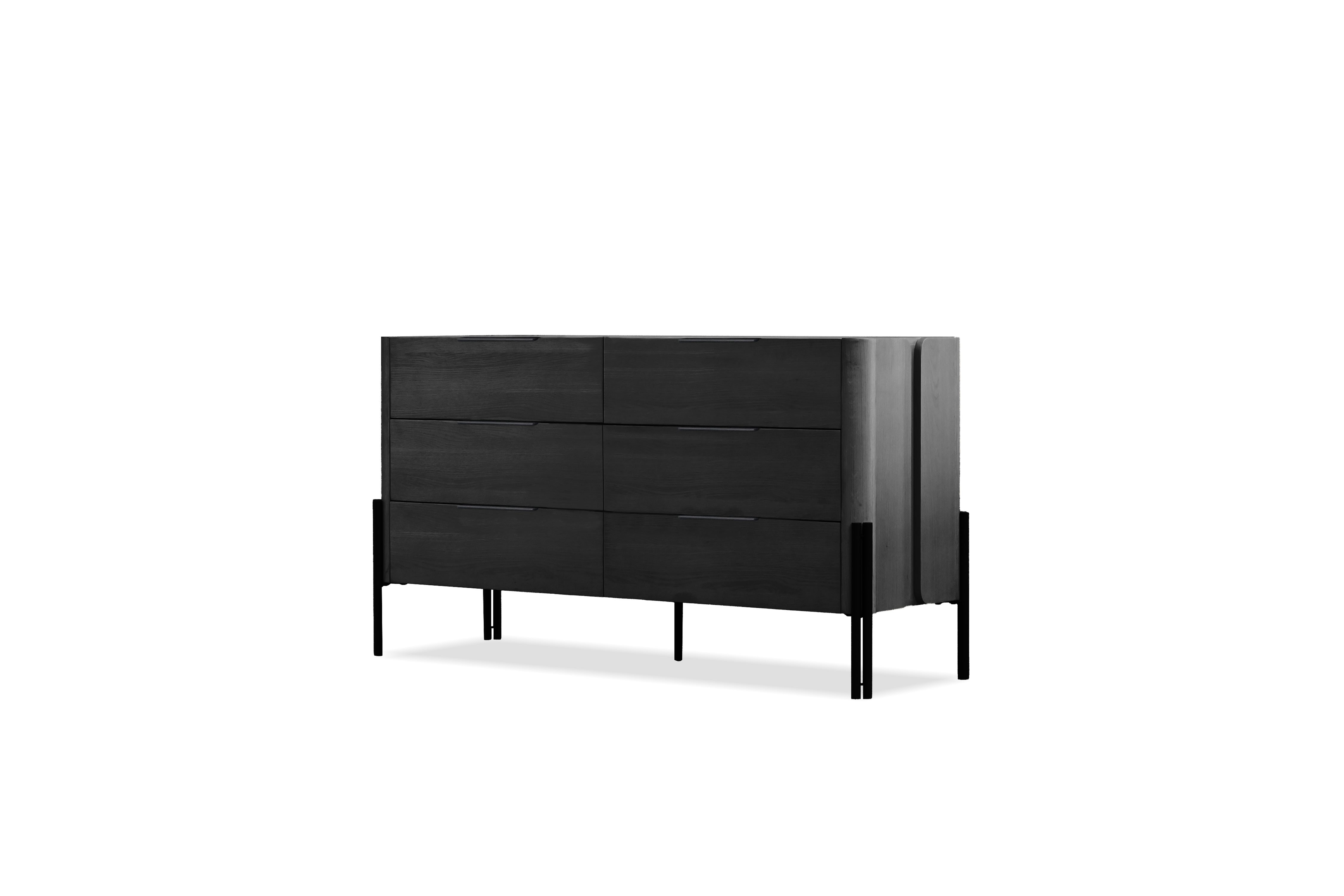 NORI 6 Drawer Dresser in Blackened White Oak Wood/ – Mobital Group