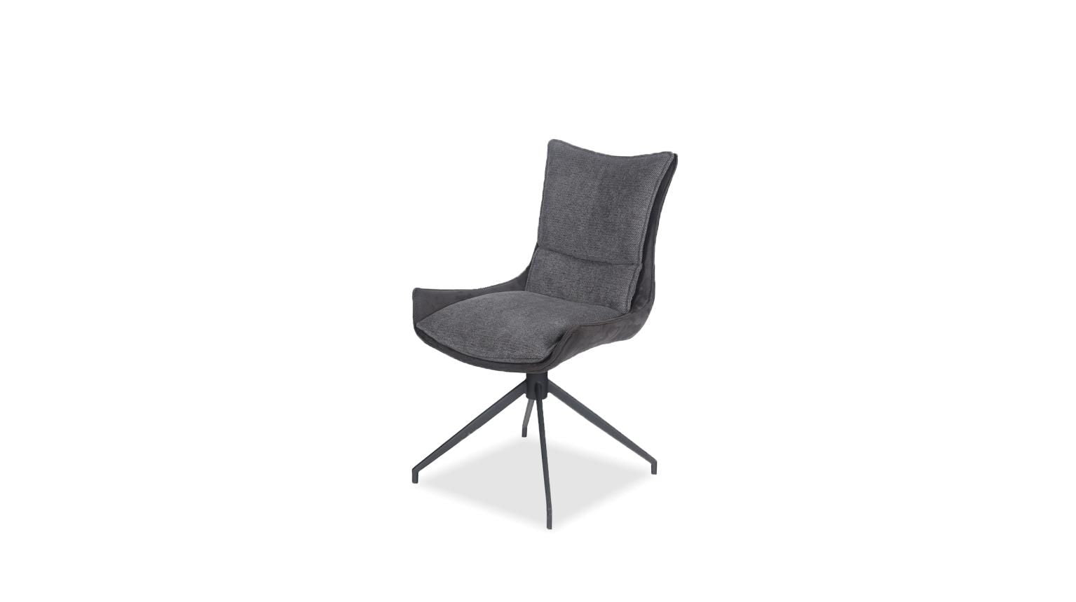 VITA Swivel Dining Chair in Steel Grey Fabric / Charcoal