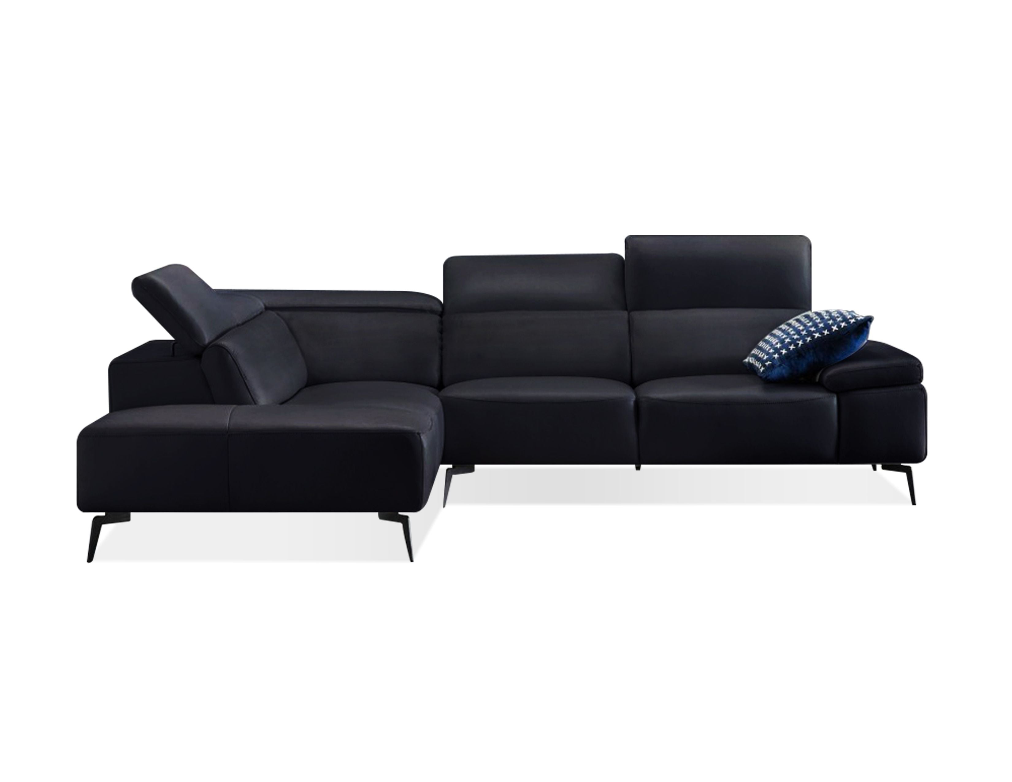 CAMELLO Leather Sectional in Black