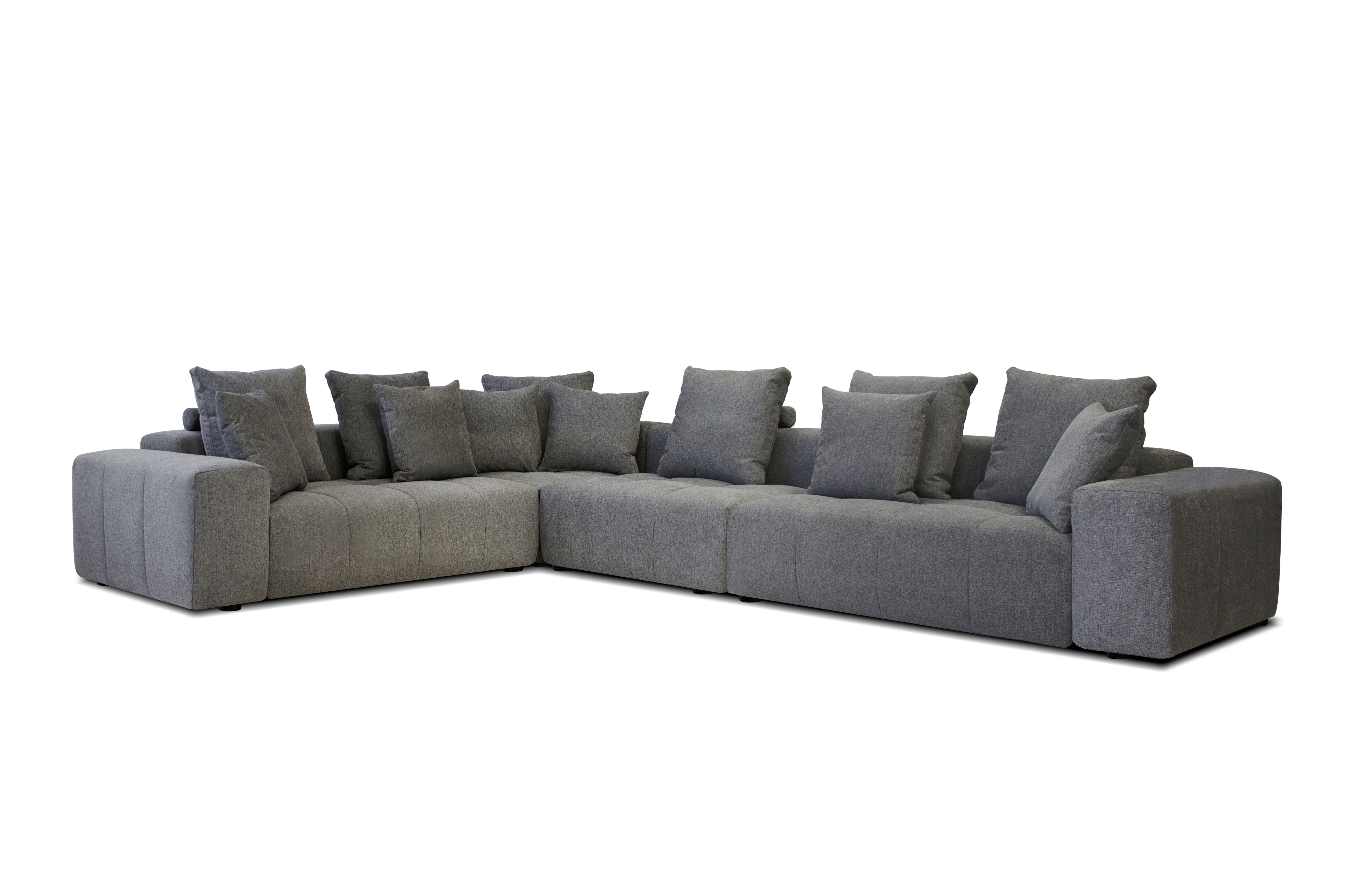MALLOW Fabric Sectional in Grey Chenille