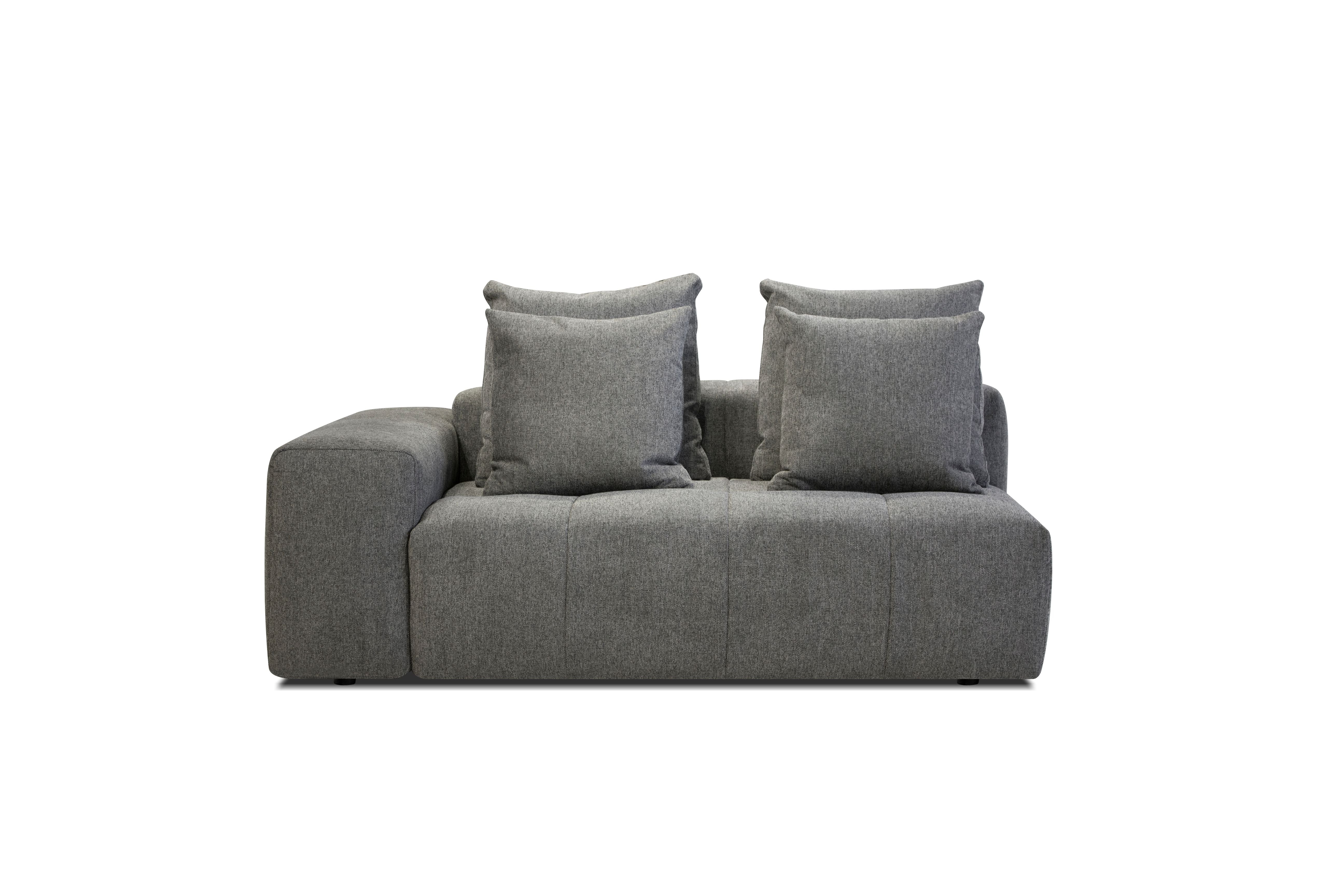 MALLOW Fabric Sectional in Grey Chenille