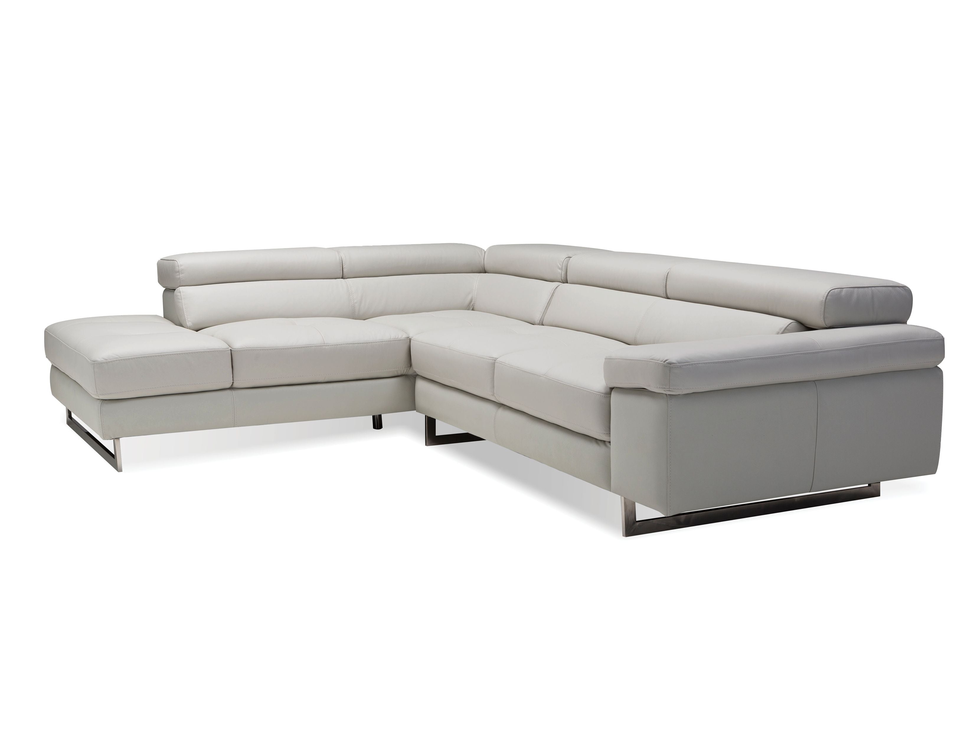 SYNCRO Leather Sectional in Titanium Grey