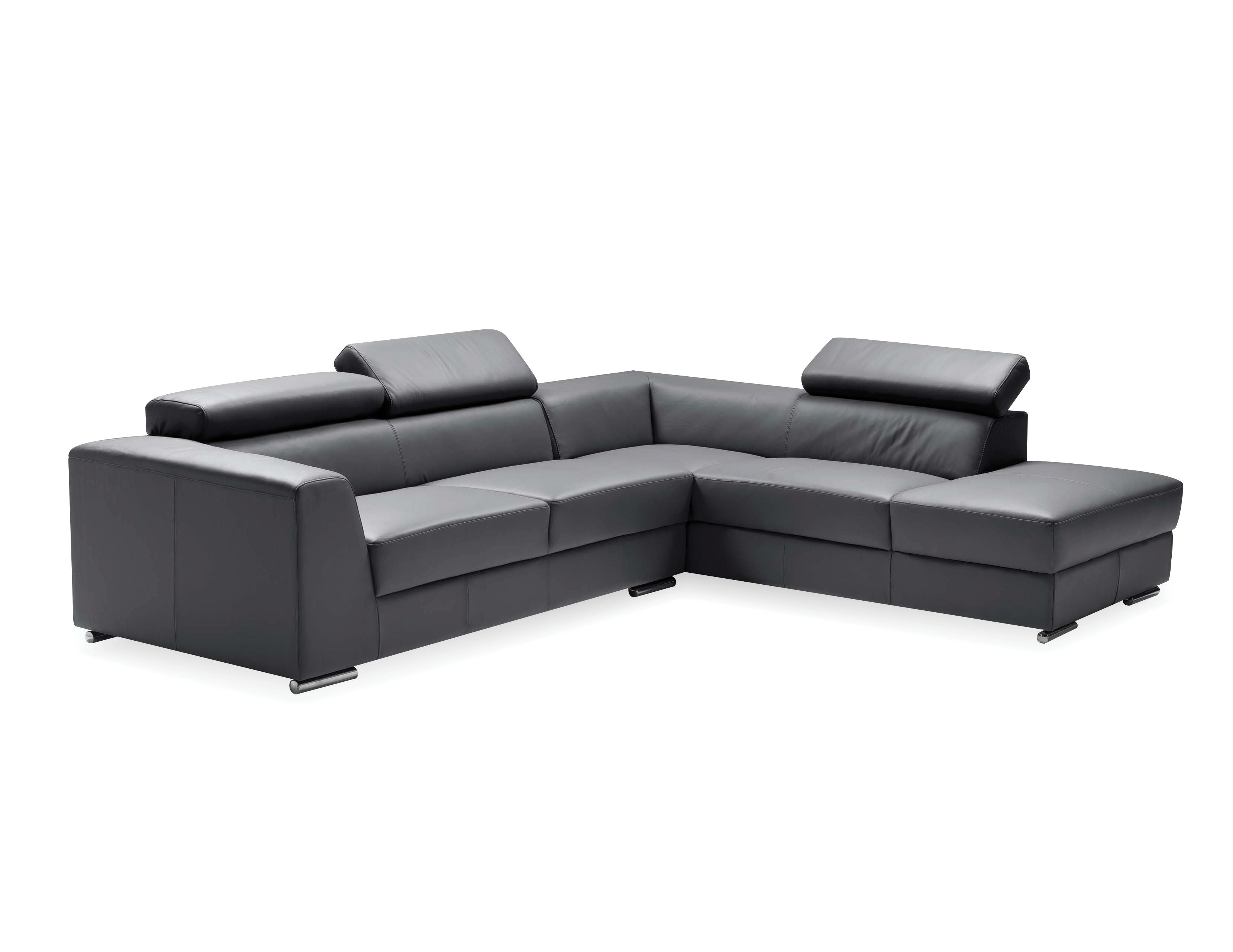 ICON Leather Sectional in Dark Grey