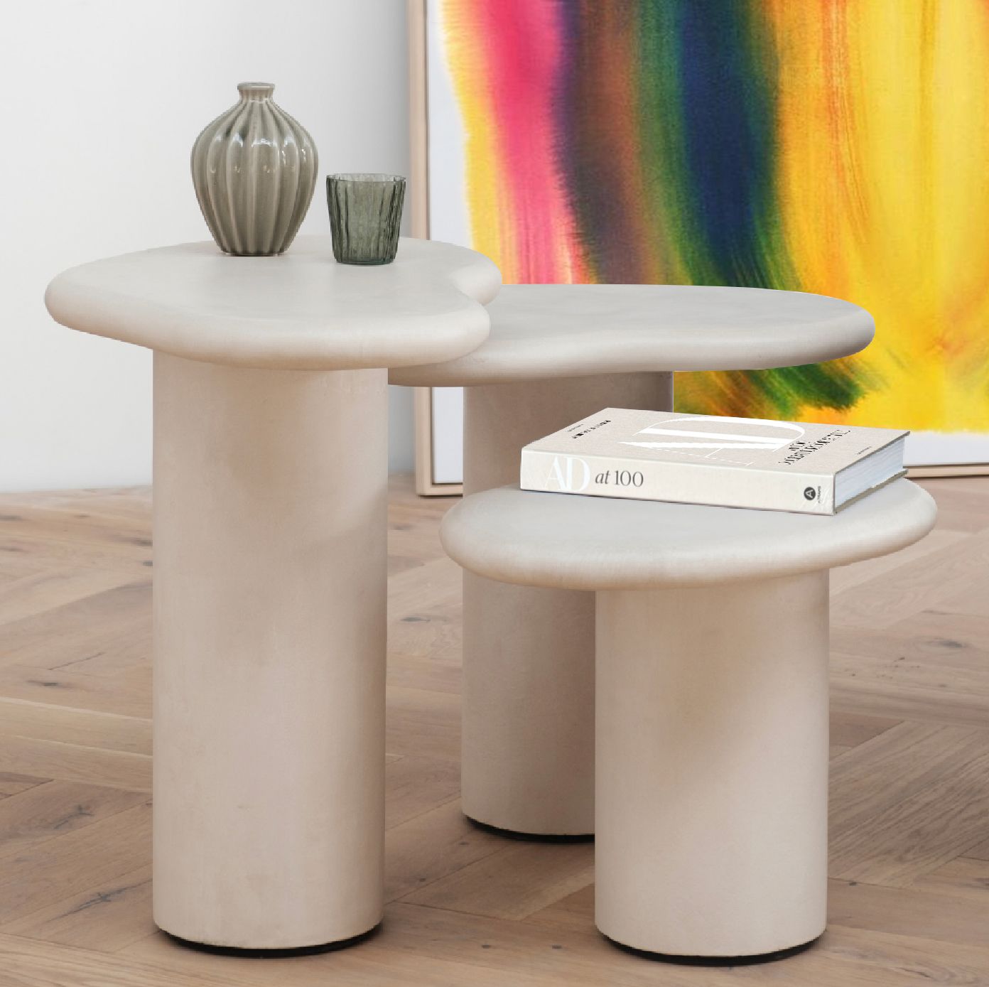 PUDDLE End Table Tall in Ivory Tusk